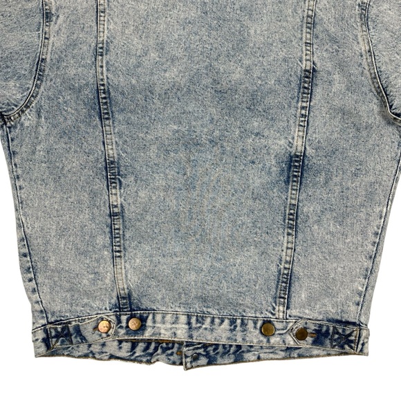 Vintage 90s French Navy Distressed Acid Wash Denim Jean Trucker Jacket - Picture 9 of 16